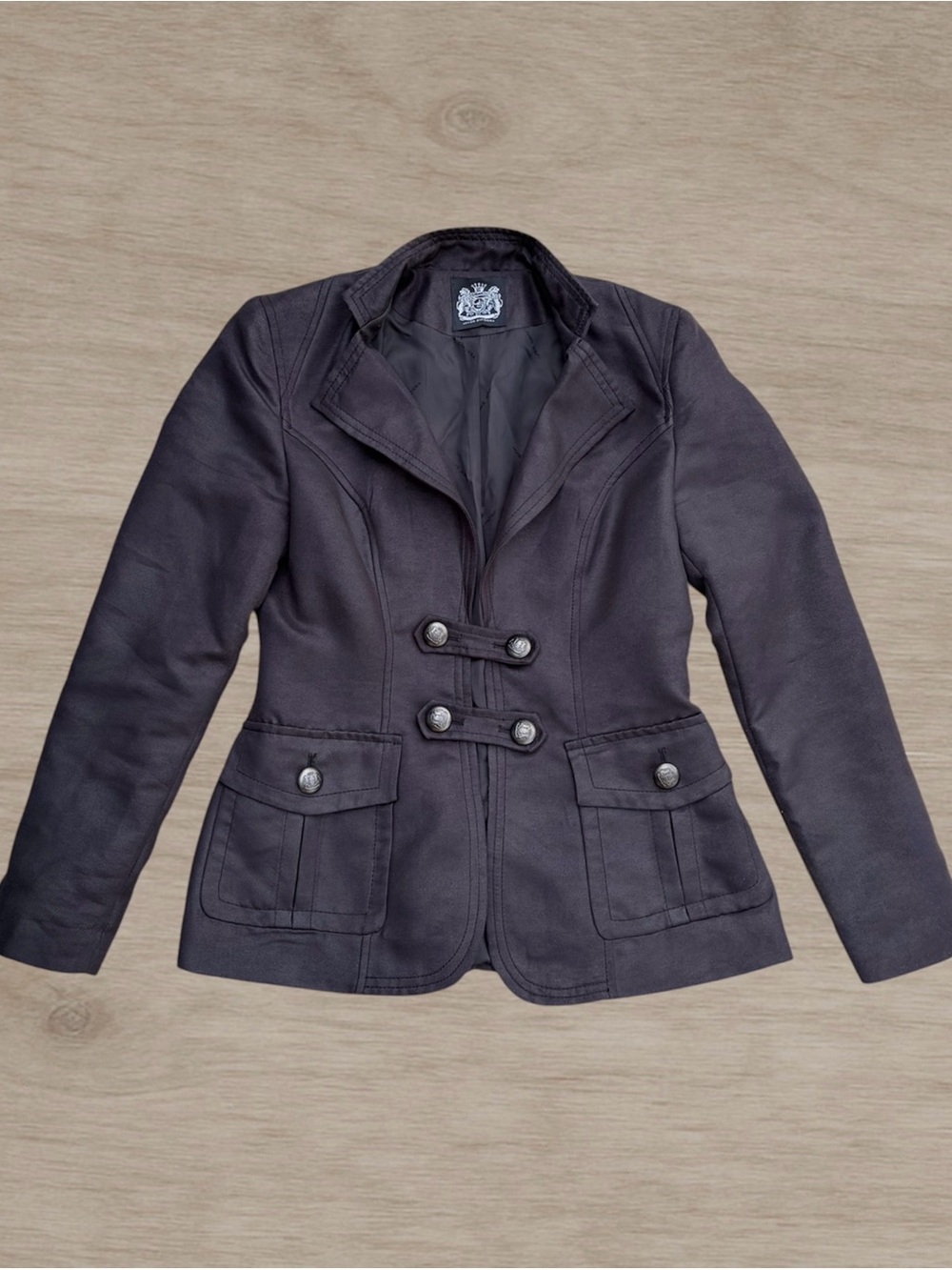 Javier Simorra Military Utility Blazer Jacket Gray Small S 38
